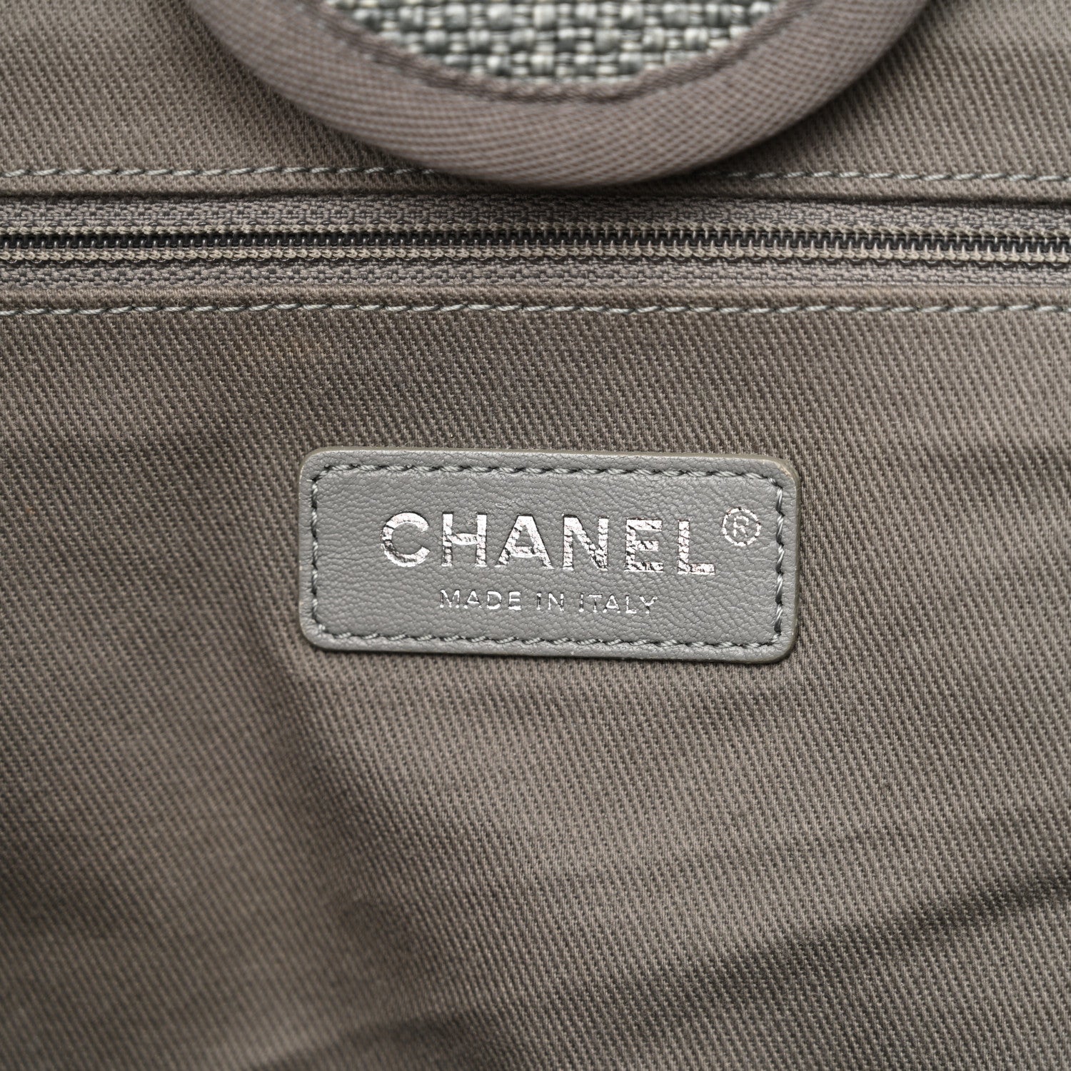 Chanel Woven Straw Raffia Large Deauville Tote Grey 6 of 12