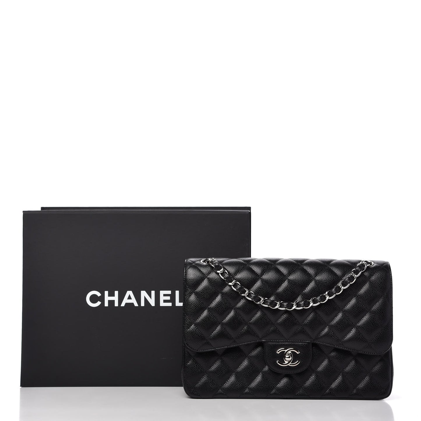 Caviar Quilted Jumbo Double Flap Black