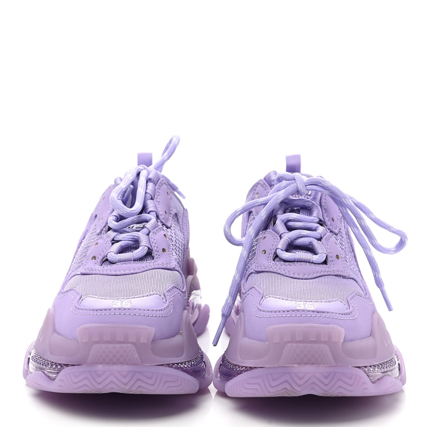 Fabric Mesh Clear Sole Womens Triple S Sneakers 36 Light Lilac White