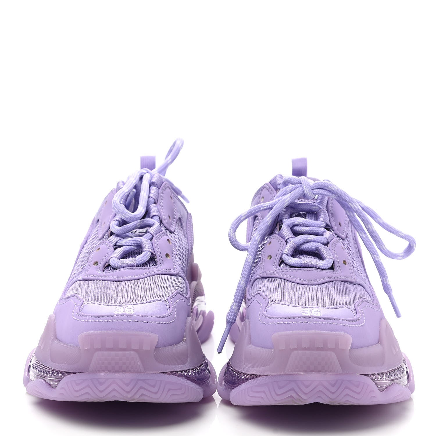 Balenciaga Fabric Mesh Clear Sole Womens Triple S Sneakers 36 Light Lilac White 2 of 11