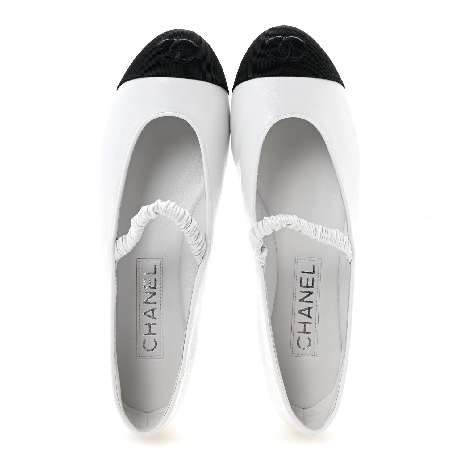 Chanel Lambskin Knit Grosgrain Cap Toe CC Ballerina Flats With Leg Warmers 38.5 White Black 3 of 11