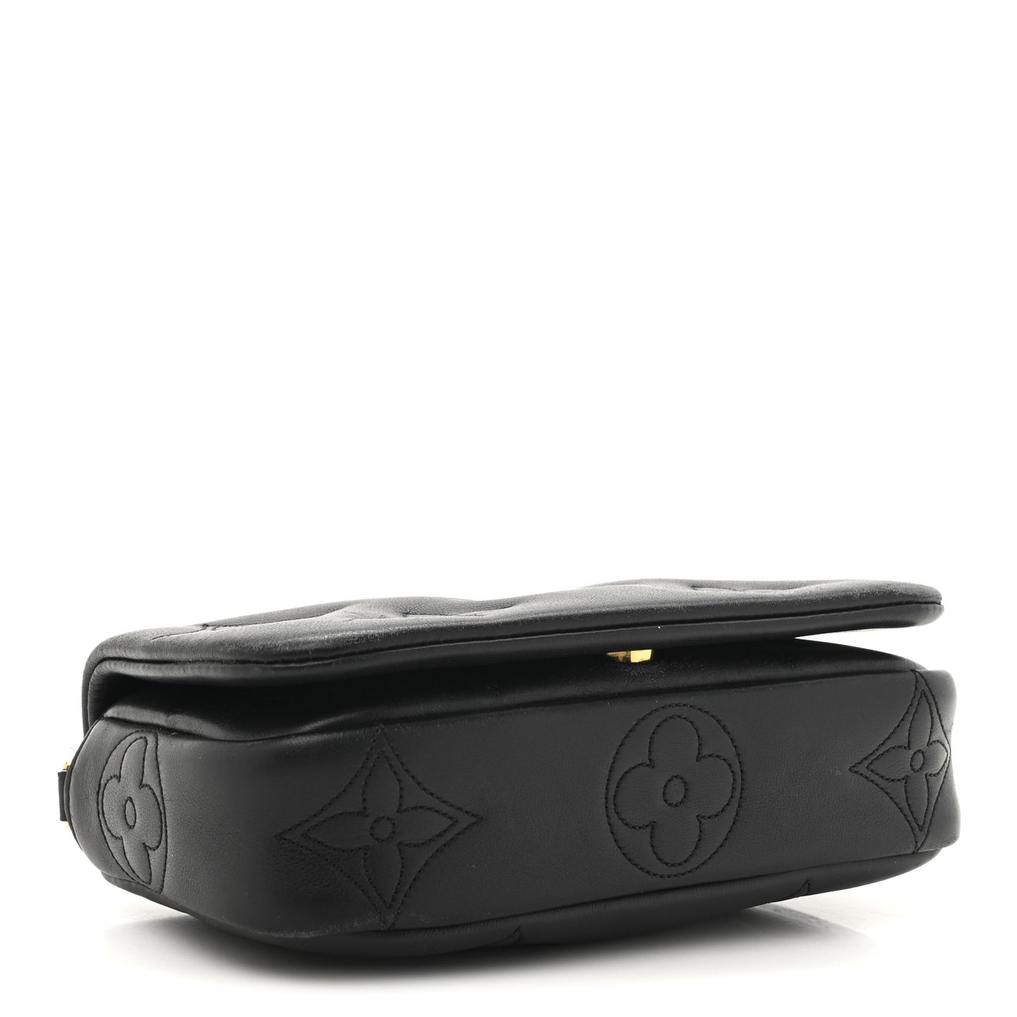 Calfskin Bubblegram Wallet On Strap Black