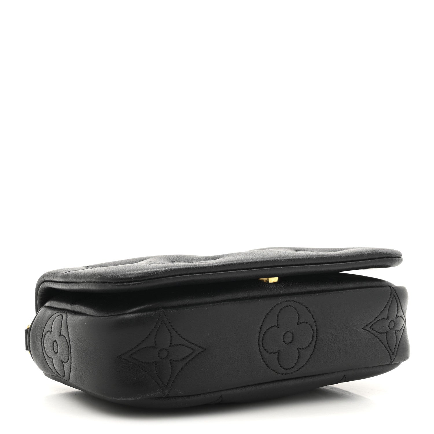 Louis Vuitton Calfskin Bubblegram Wallet On Strap Black 4 of 13