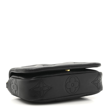 Louis Vuitton Calfskin Bubblegram Wallet On Strap Black 4 of 13