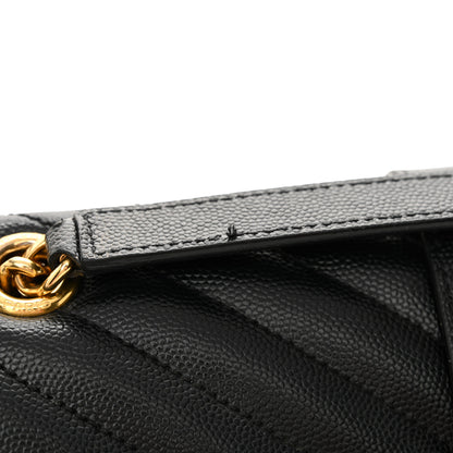 Saint Laurent Grain De Poudre Matelasse Chevron Medium Monogram Satchel Black 11 of 12