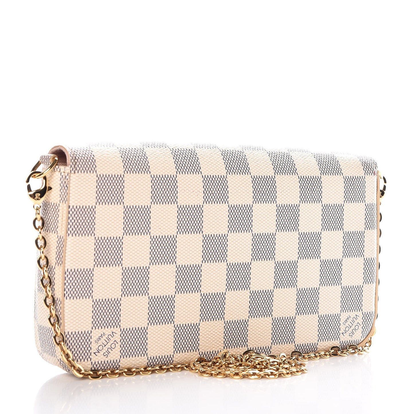 Damier Azur Pochette Felicie Chain Wallet Rose Ballerine