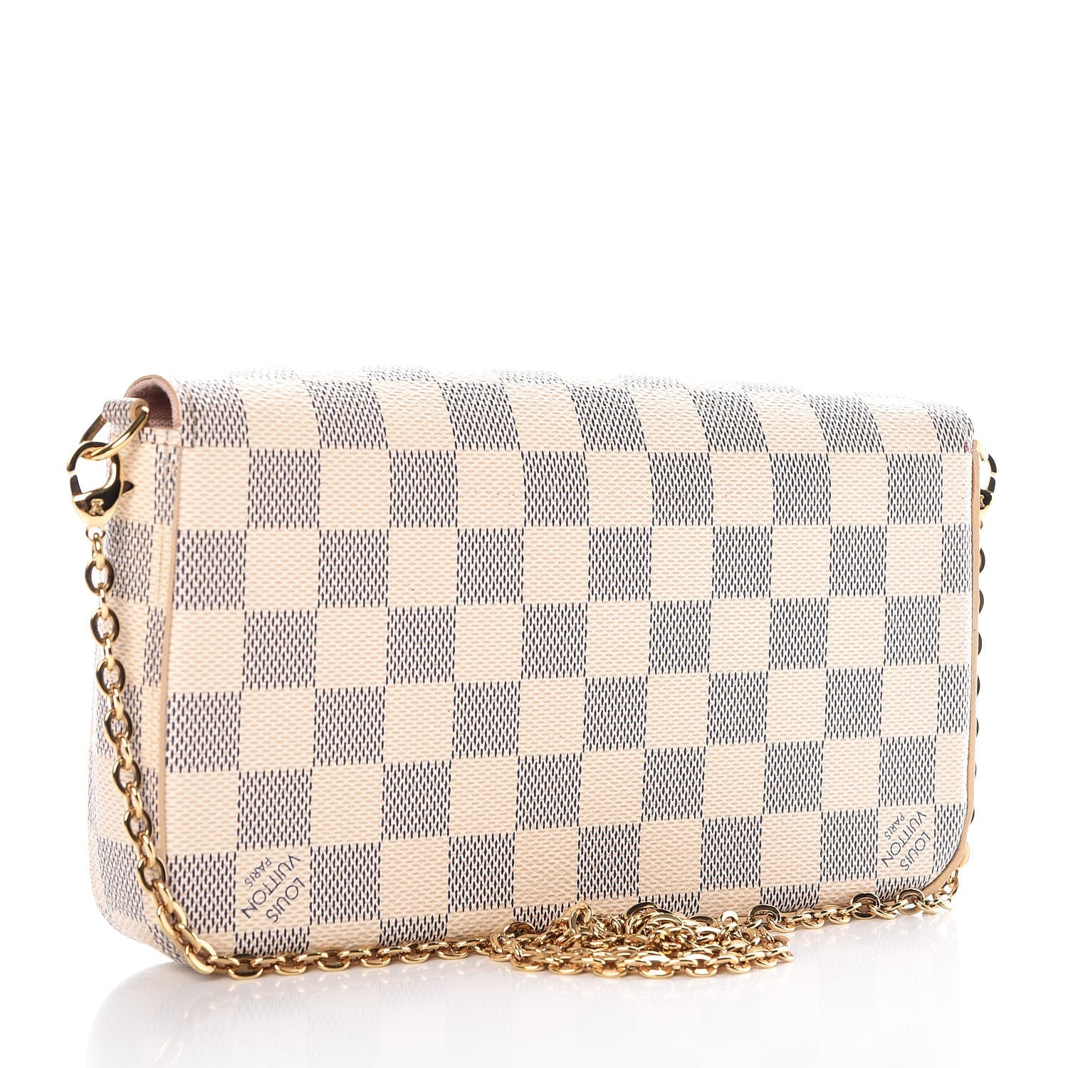 Louis Vuitton Damier Azur Pochette Felicie Chain Wallet Rose Ballerine 3 of 9