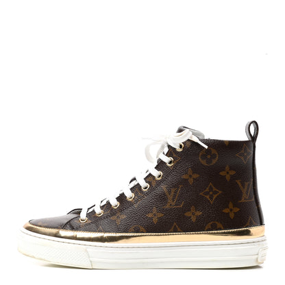 Louis Vuitton Patent Monogram Stellar Sneaker Boots 38 Gold 1 of 9