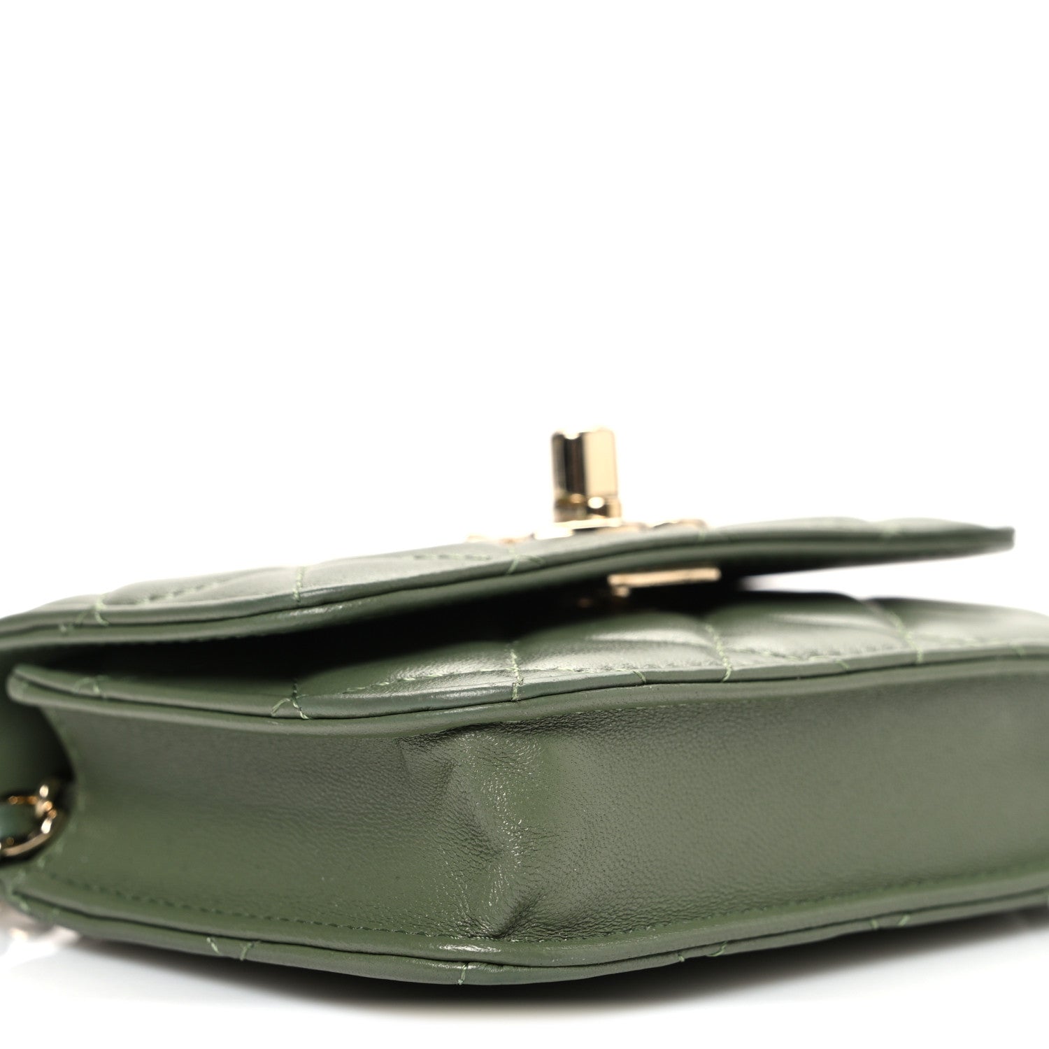 Chanel Lambskin Quilted Trendy CC Card Holder On Chain Green 10 of 12