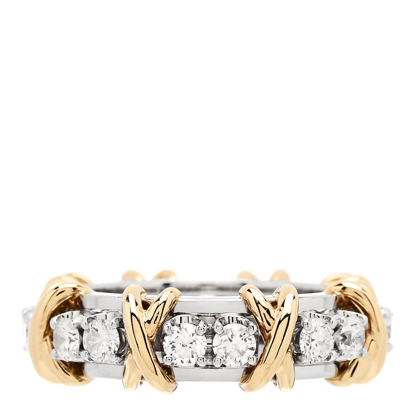 Platinum 18K Yellow Gold Diamond Schlumberger Sixteen Stone Ring 52 6
