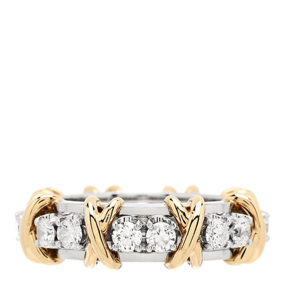 Tiffany Platinum 18K Yellow Gold Diamond Schlumberger Sixteen Stone Ring 52 6 1 of 6