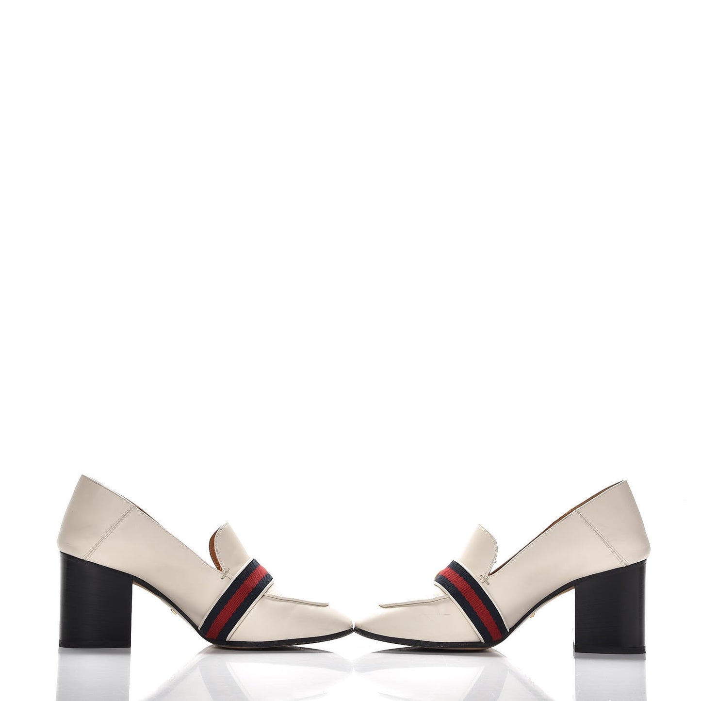 Calfskin Web Peyton Loafer Pumps 37 Ivory