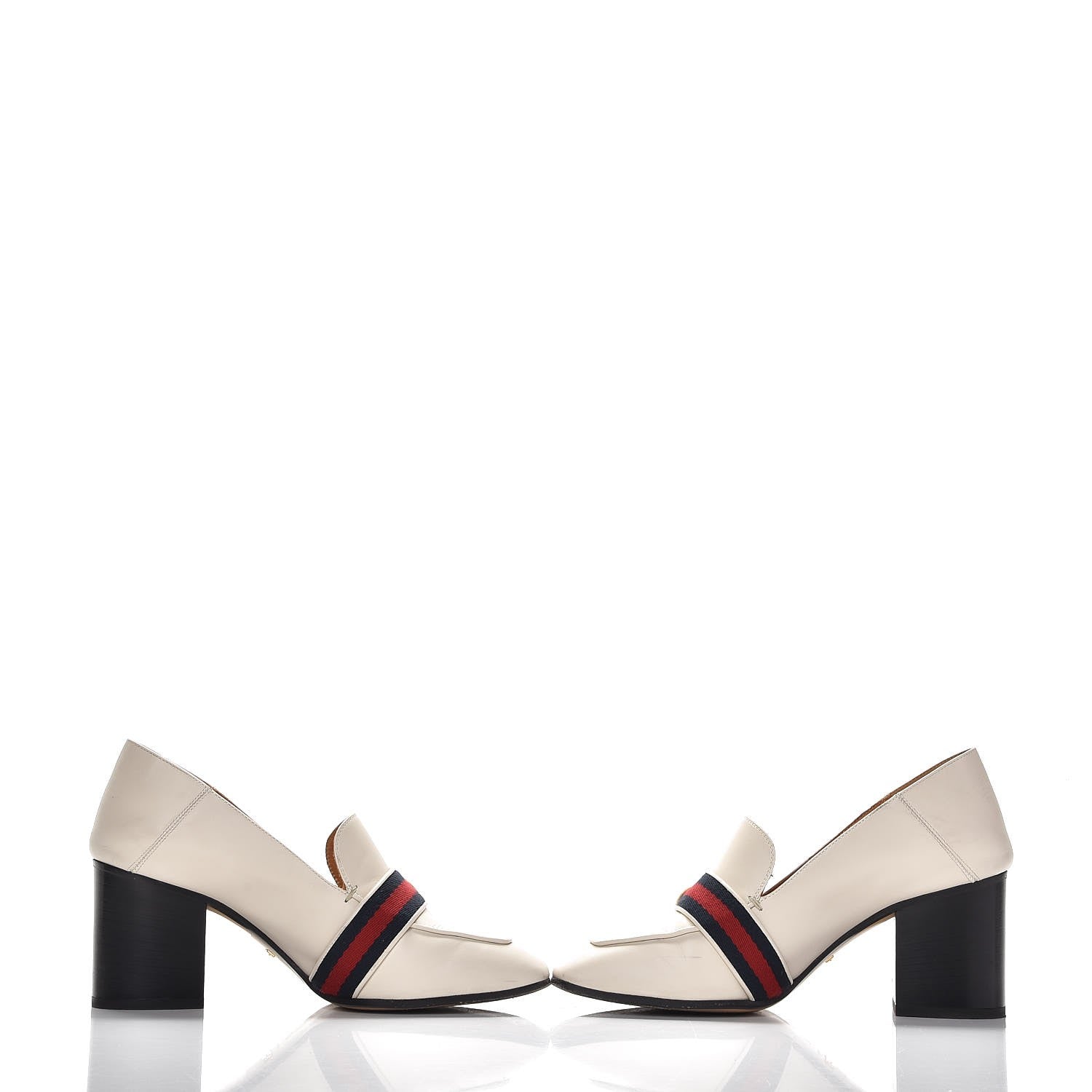 Gucci Calfskin Web Peyton Loafer Pumps 37 Ivory 6 of 11