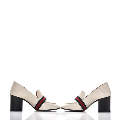 Gucci Calfskin Web Peyton Loafer Pumps 37 Ivory 6 of 11