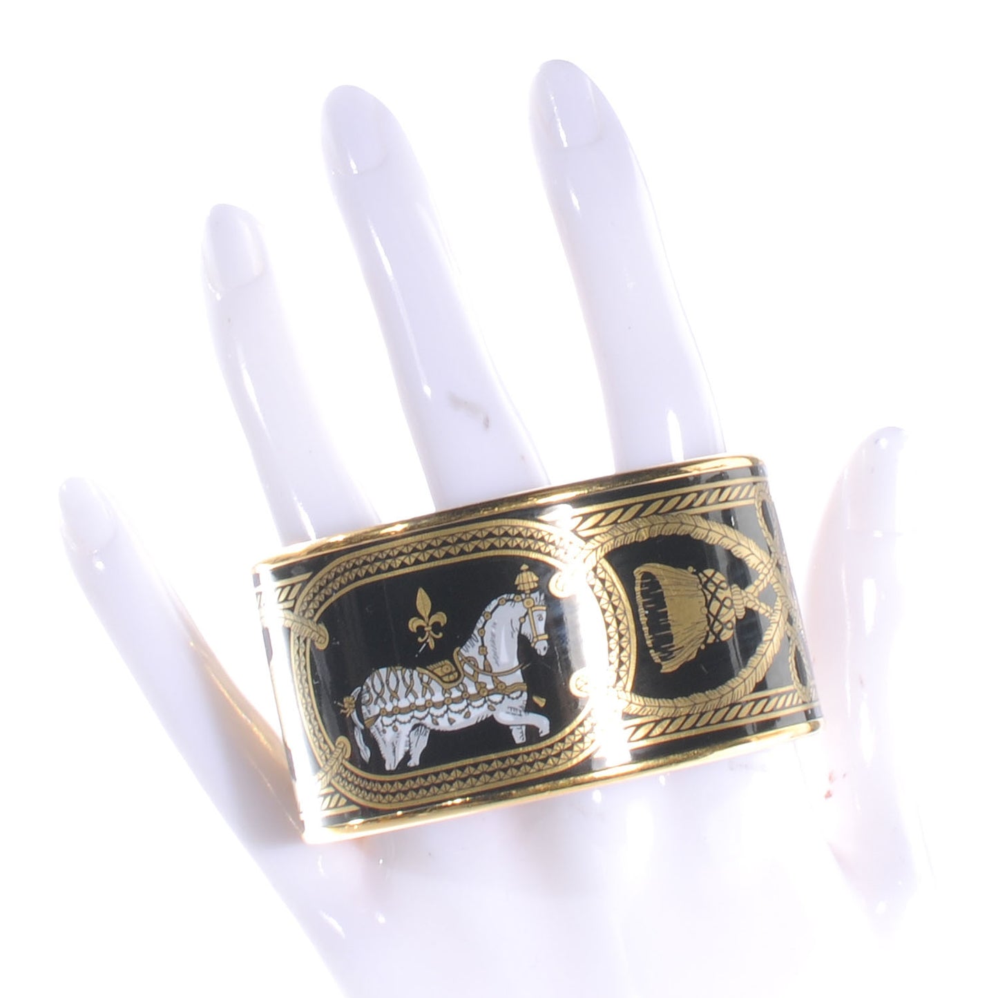 Enamel Printed Grand Apparat Extra Wide Bracelet 65 Noir