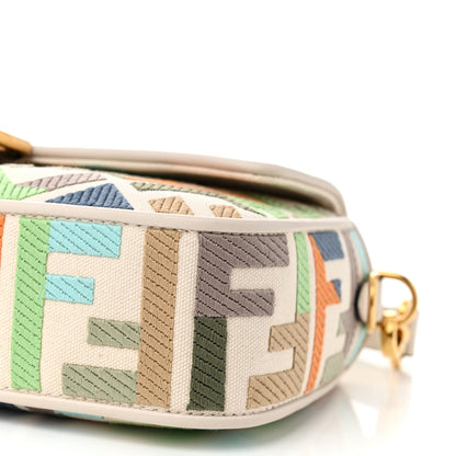 Fendi Canvas Vitello Seta FF Multicolor Embroidered Baguette Grezzo Multicolor Latte 10 of 10