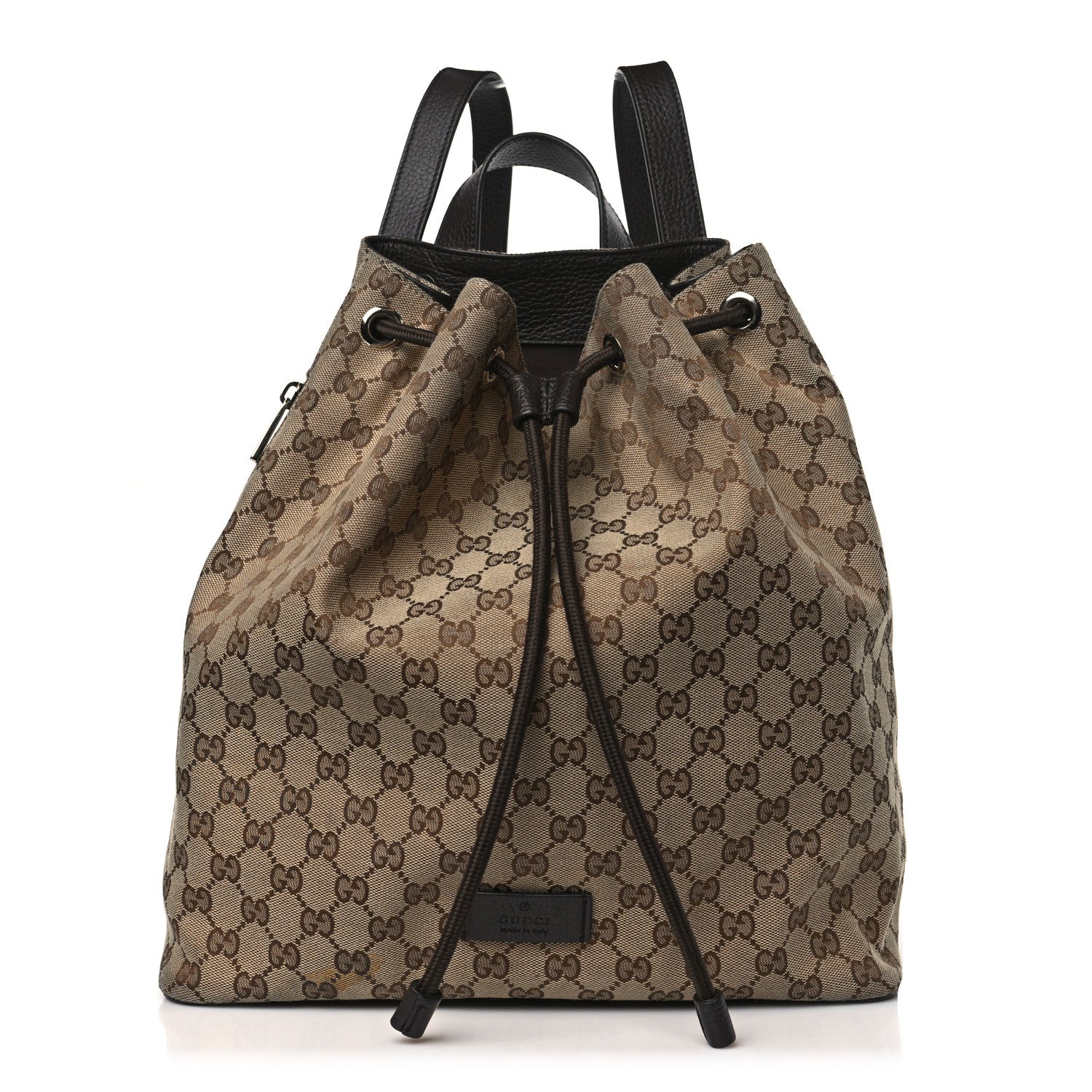 Gucci Monogram Dollar Calfskin O Drawstring Backpack Beige Ebony Testa di Moro Dark Chocolate 1 of 10