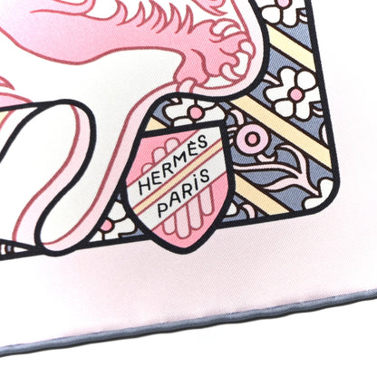 Hermes Silk Carre Duels Oniriques Scarf 90 Rose Pale Gris Jaune 2 of 6
