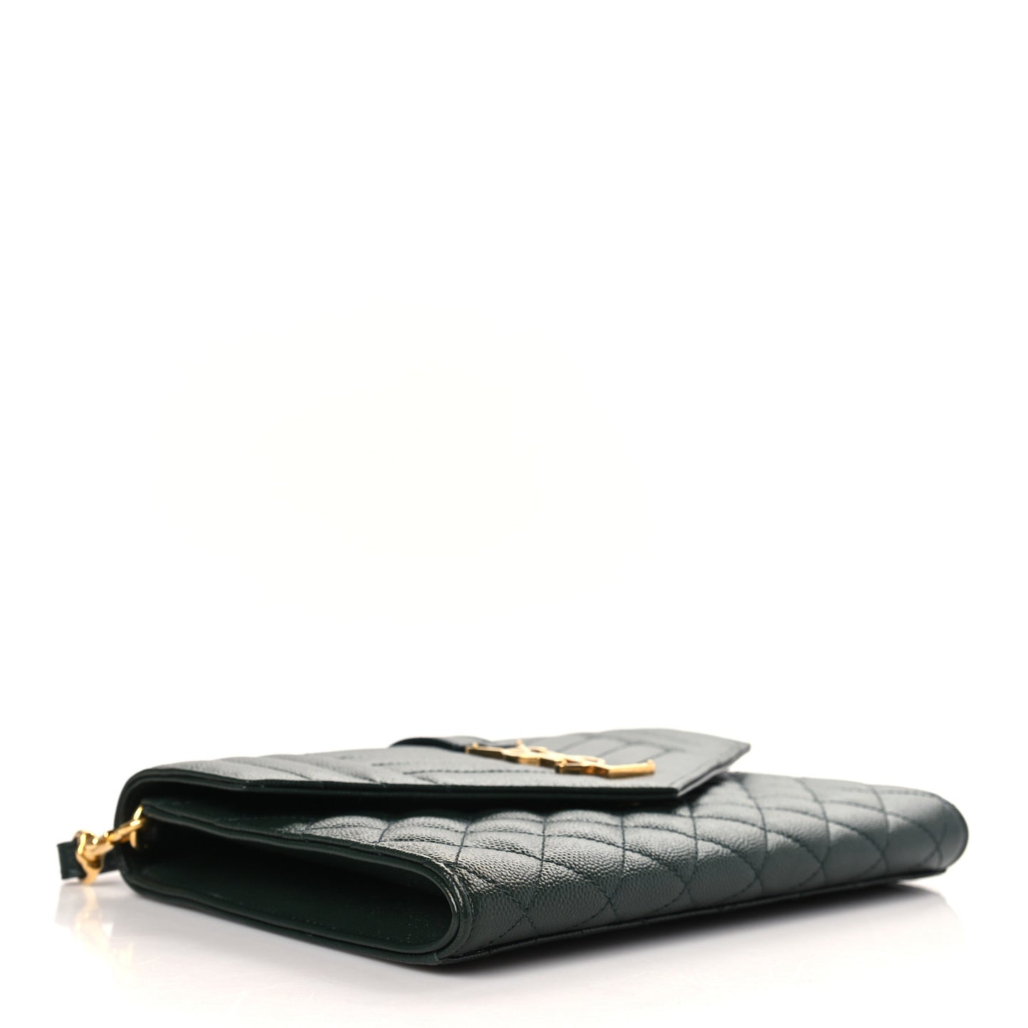 Grain De Poudre Textured Mixed Matelasse Triquilt Monogram Clutch Vert Fonce