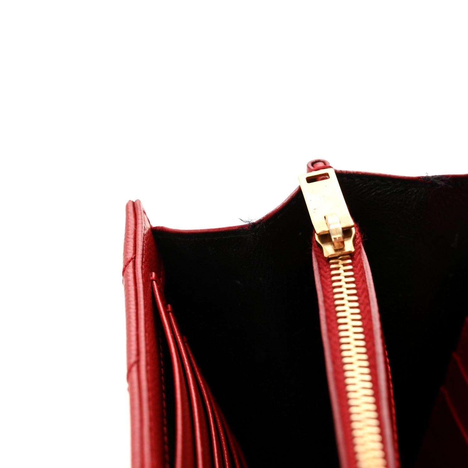 Saint Laurent Grain De Poudre Matelasse Chevron Monogram Chain Wallet Red 13 of 14