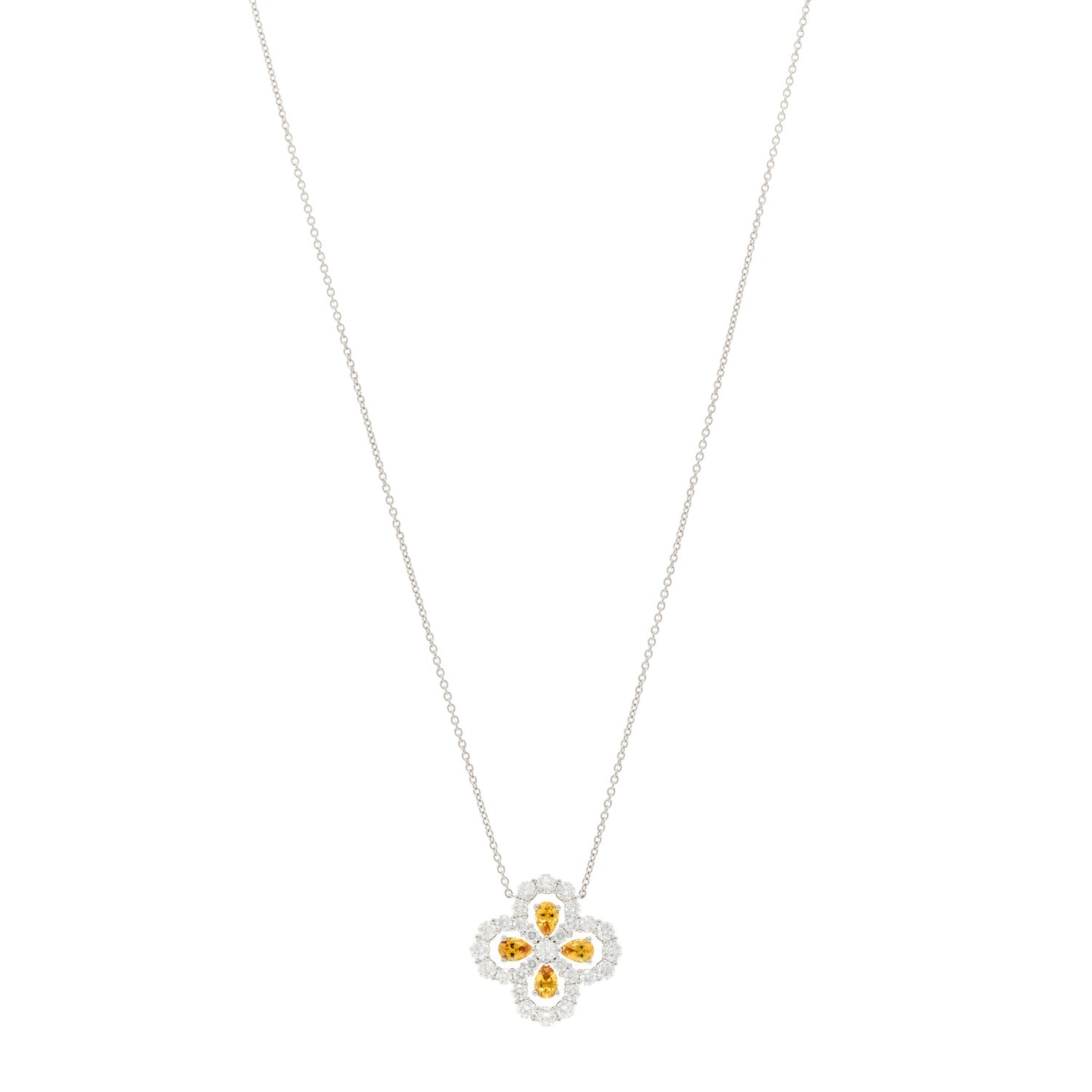 Platinum Diamond Yellow Sapphire Full Loop Pendant Necklace