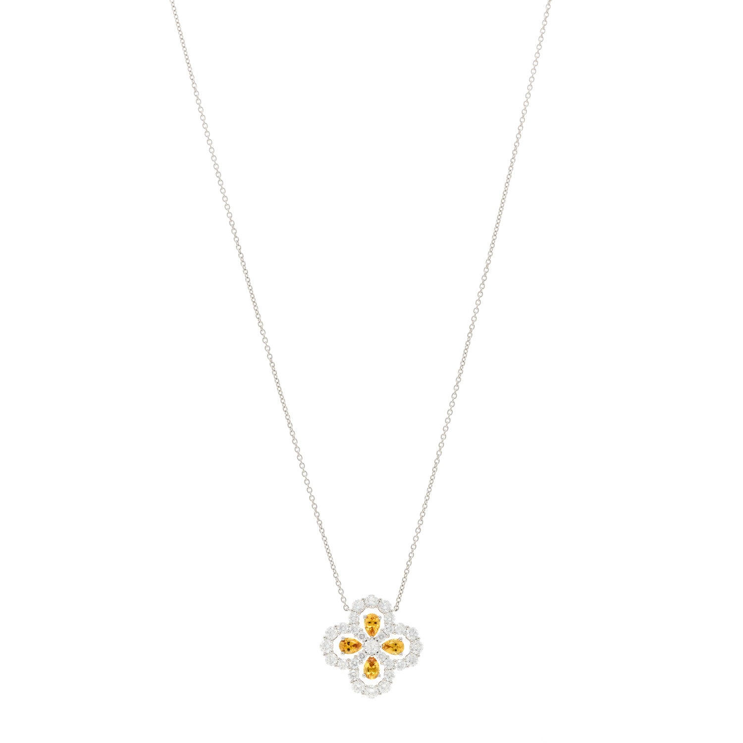Harry Winston Platinum Diamond Yellow Sapphire Full Loop Pendant Necklace 1 of 5