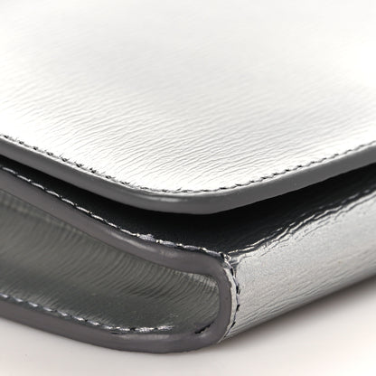 Balenciaga Metallic Grained Calfskin BB Phone Holder Wallet On Chain Silver 6 of 7