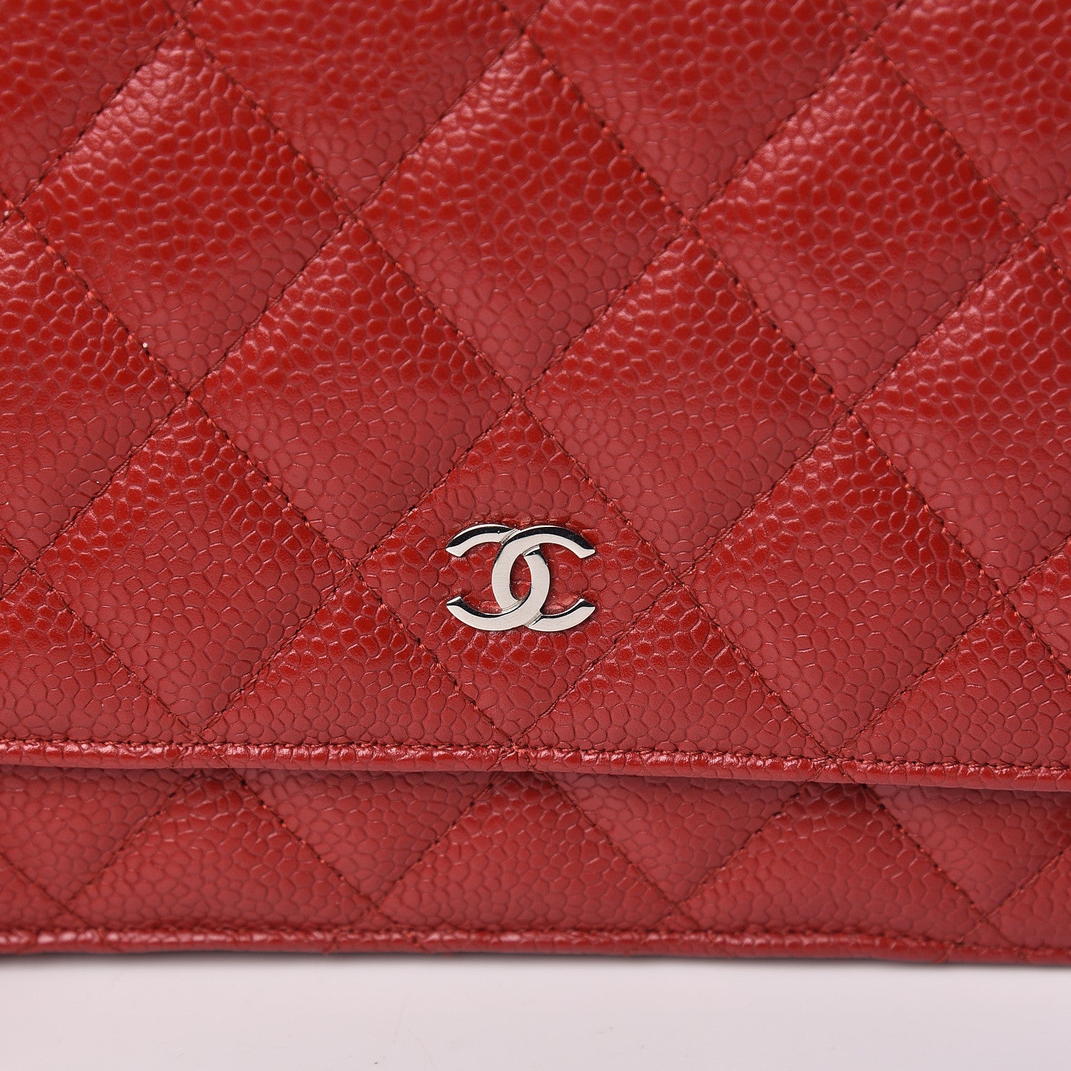 Chanel Caviar Quilted Wallet on Chain WOC Red 12 of 15