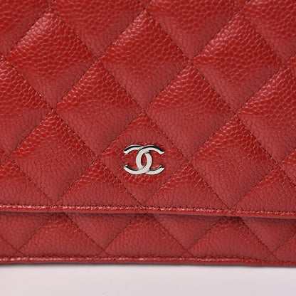 Chanel Caviar Quilted Wallet on Chain WOC Red 12 of 15