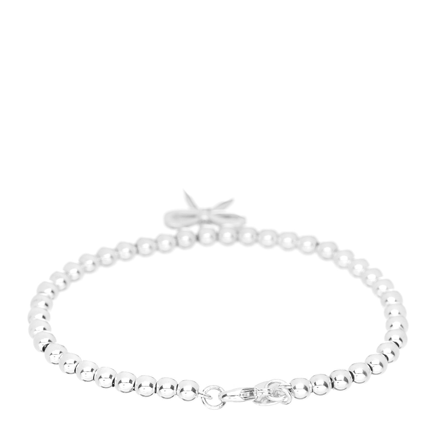 Tiffany Sterling Silver 4mm Bow Bead Bracelet 2 of 3