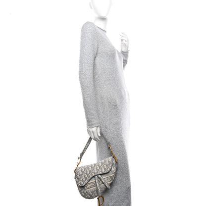 Christian Dior Oblique Embroidered Saddle Bag Gray 2 of 13