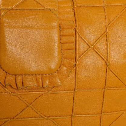 Christian Dior Lambskin Cannage Ruffle New Lock Flap Yellow 34 of 35