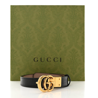 Gucci Plutone Calfskin Double G Reversible 20mm Belt 70 28 Porcelain Rose Black 8 of 8