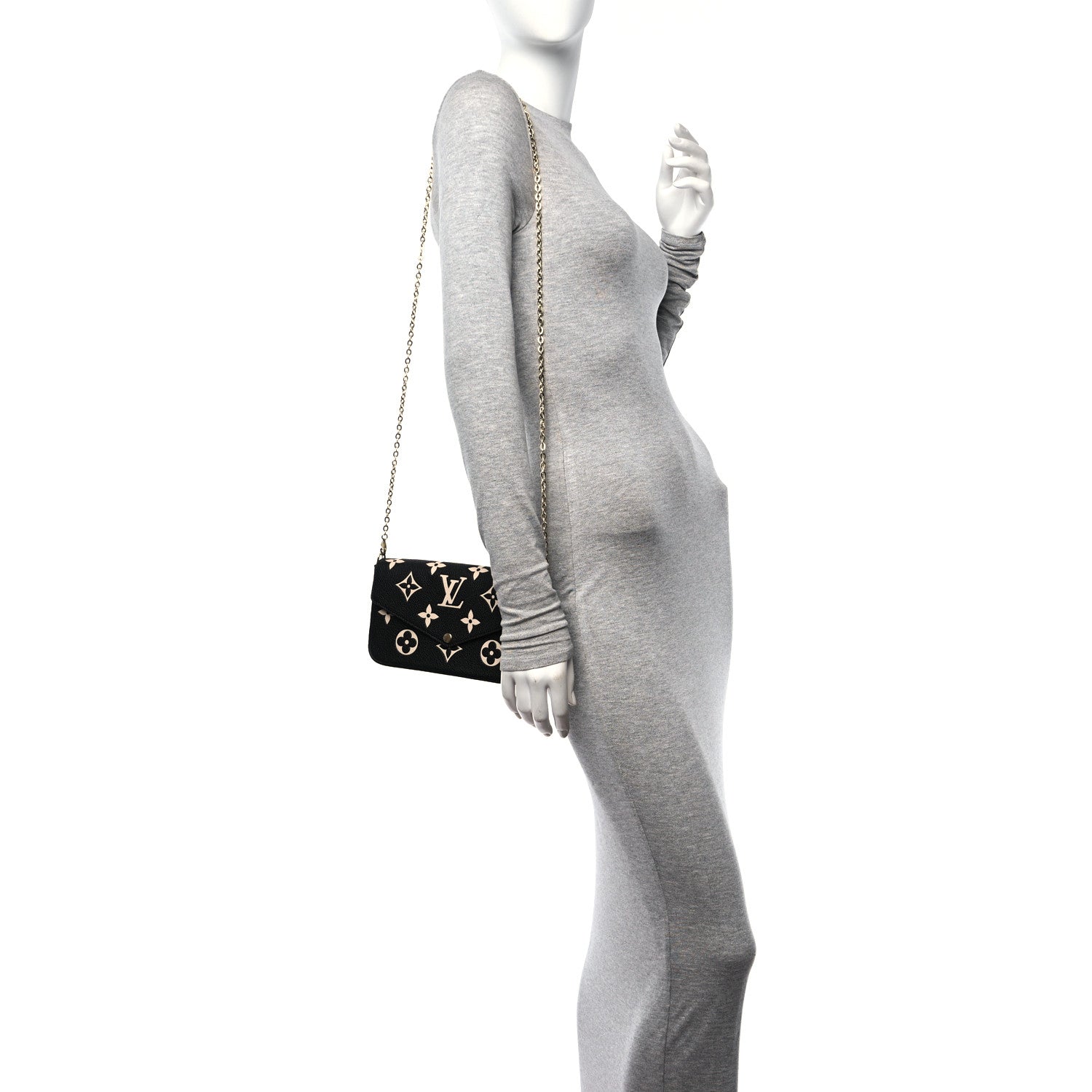 Louis Vuitton Empreinte Monogram Giant Felicie Pochette Black Beige 2 of 11