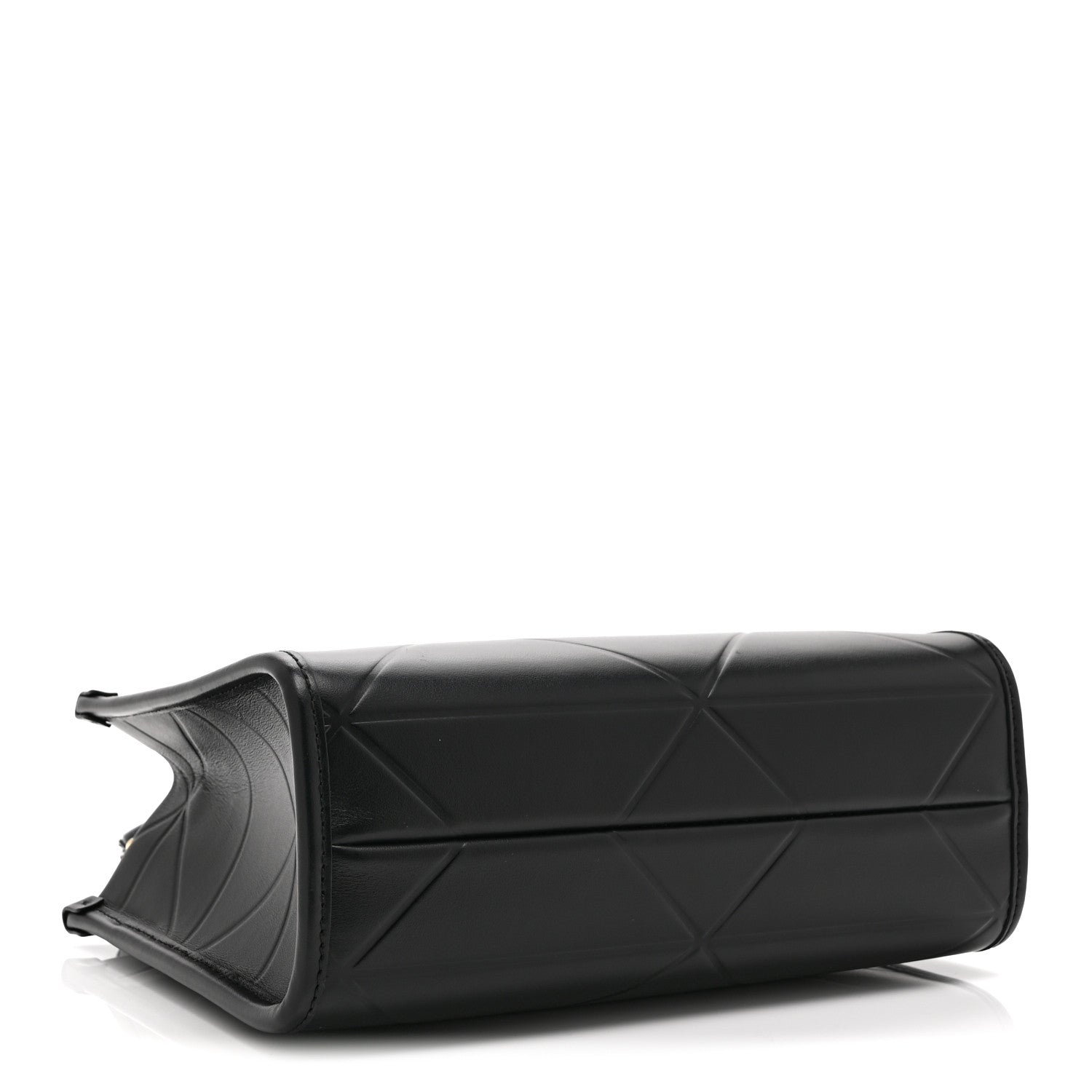 Prada Soft Calfskin Triangolo Symbole Embossed Mini Tote Black 4 of 10