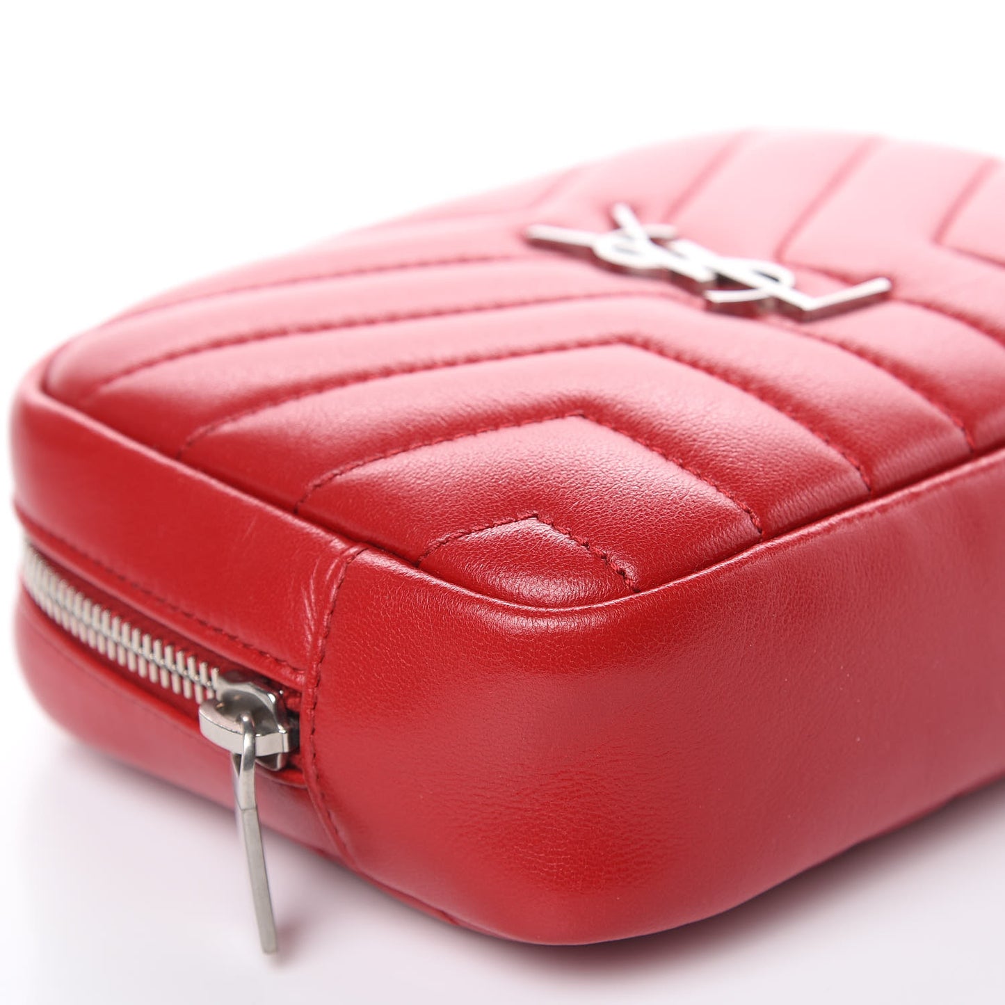 Lambskin Y Quilted Monogram Loulou Cosmetic Case Rouge Orient