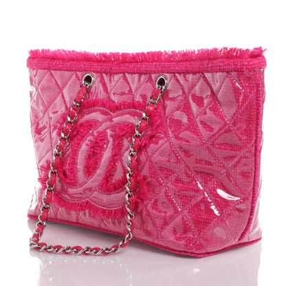 Chanel Vinyl Quilted Funny Tweed Tote Fuchsia 3 of 10