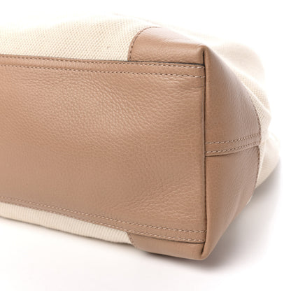 Gucci Linen Canvas Pebbled Calfskin Medium Soho Chain Shoulder Bag White Camelia 7 of 10