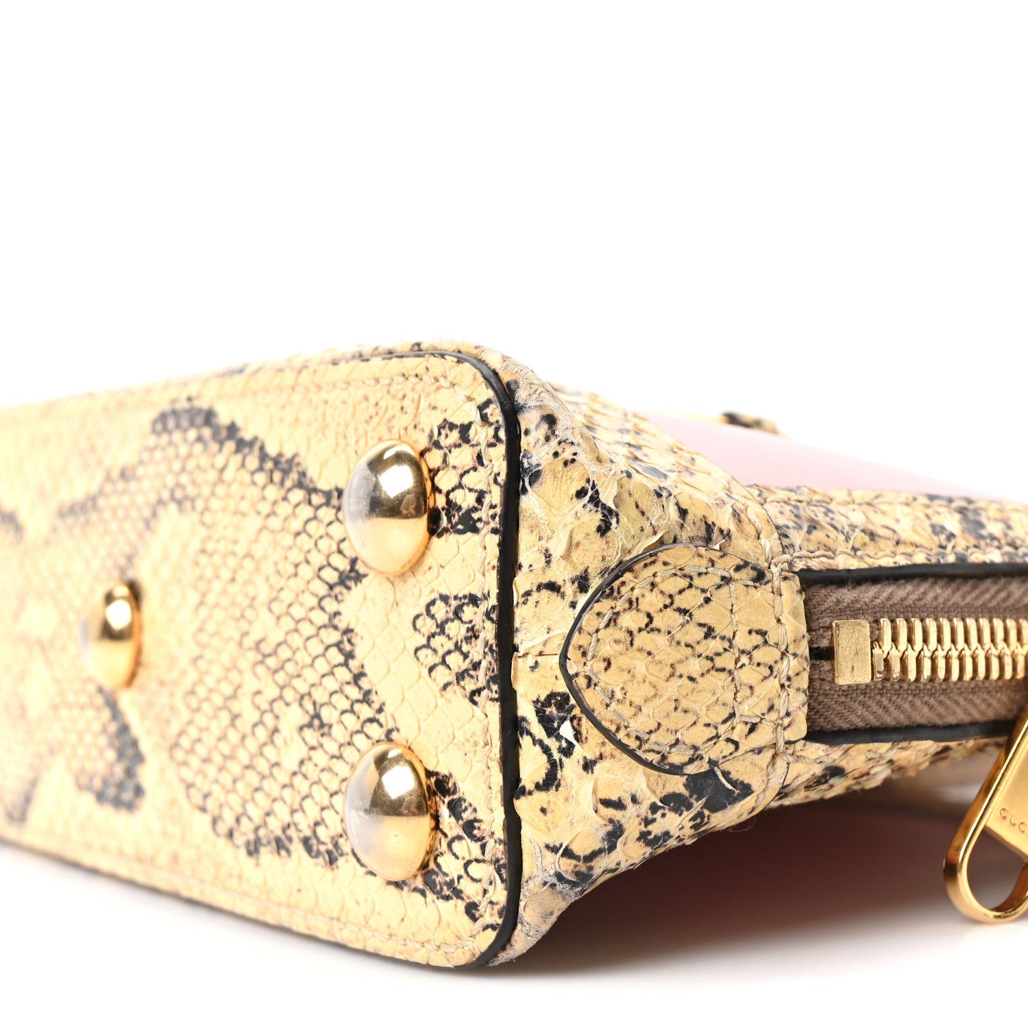 Gucci Snakeskin Boarded Plutone Calfskin Mini Horsebit 1955 Top Handle Bag Wild Rose Beige 10 of 10