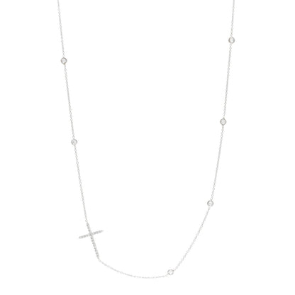 Roberto Coin 18K White Gold Diamond Integrated Cross Necklace 1 of 4