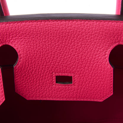 Hermes Taurillon Clemence Birkin 30 Rose Shocking 23 of 31