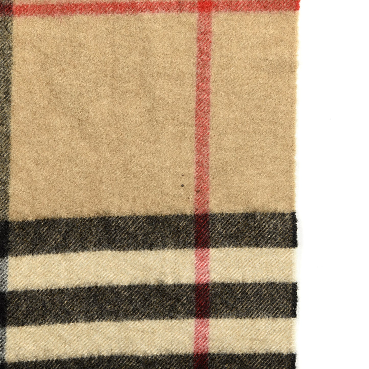 Cashmere Giant Check Fringe Scarf Camel