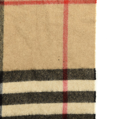Burberry Cashmere Giant Check Fringe Scarf Camel 6 of 6