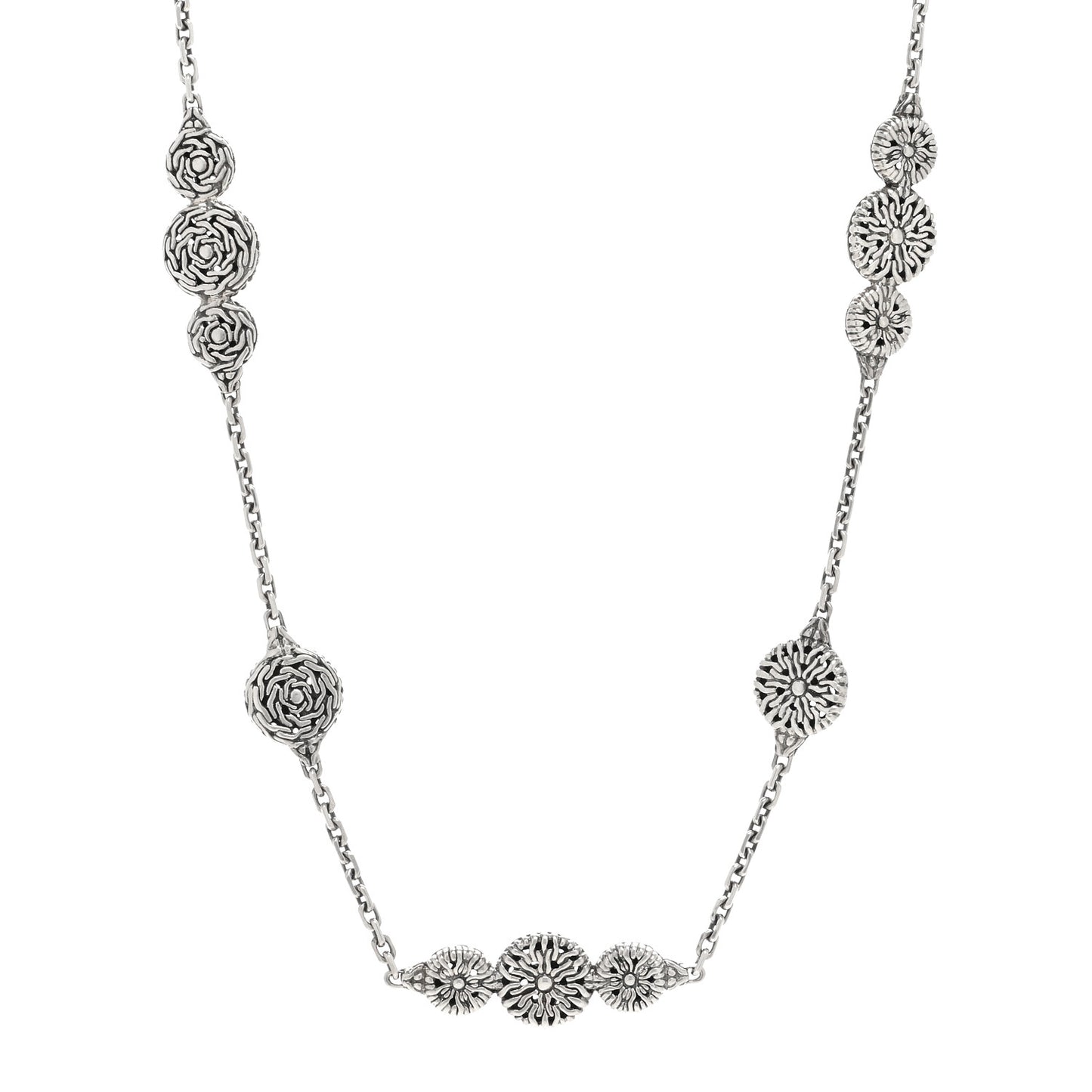 Sterling Silver Triple Circle Station Classic Chain Necklace