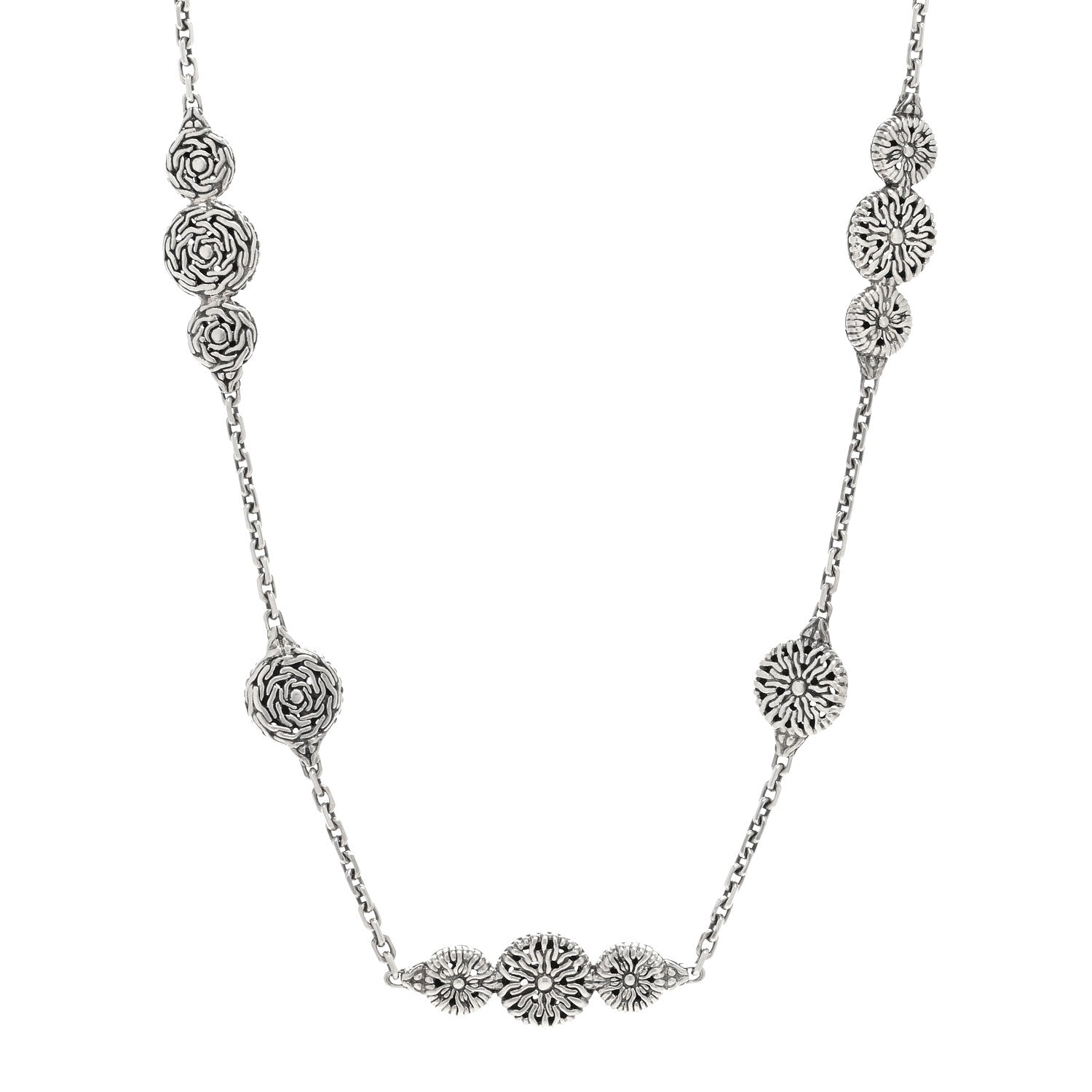 John Hardy Sterling Silver Triple Circle Station Classic Chain Necklace 1 of 3