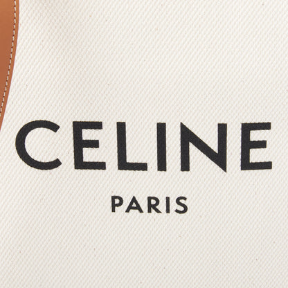Celine Canvas Calfskin Logo Print Small Vertical Cabas Natural Tan 9 of 10