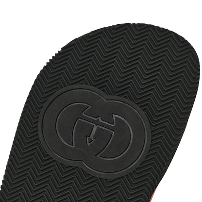 Gucci Rubber Web Womens Interlocking G Slide Sandals 37 Black Green Red 8 of 8