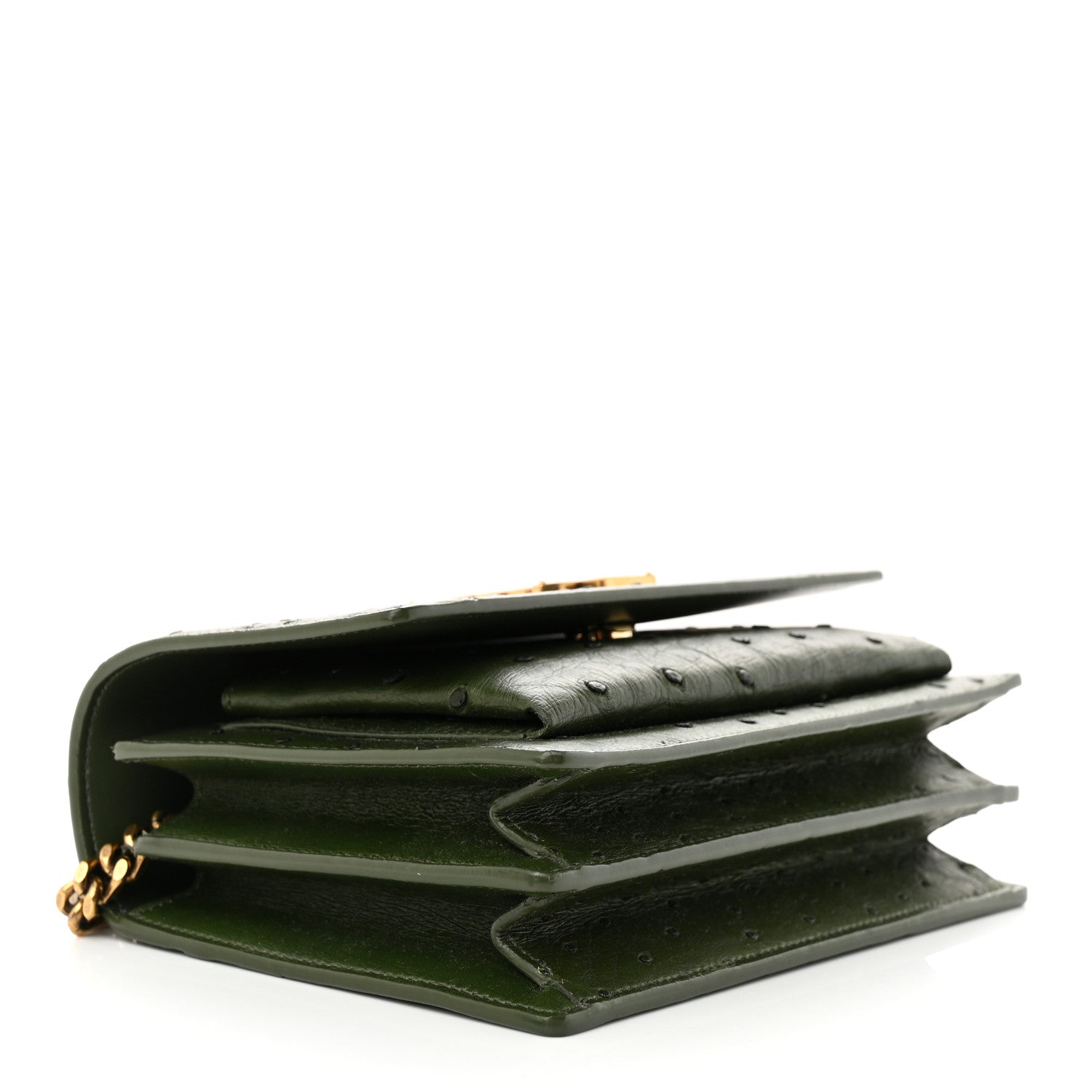 Saint Laurent Soft Ostrich Small Monogram Sunset Vert Olive 4 of 10