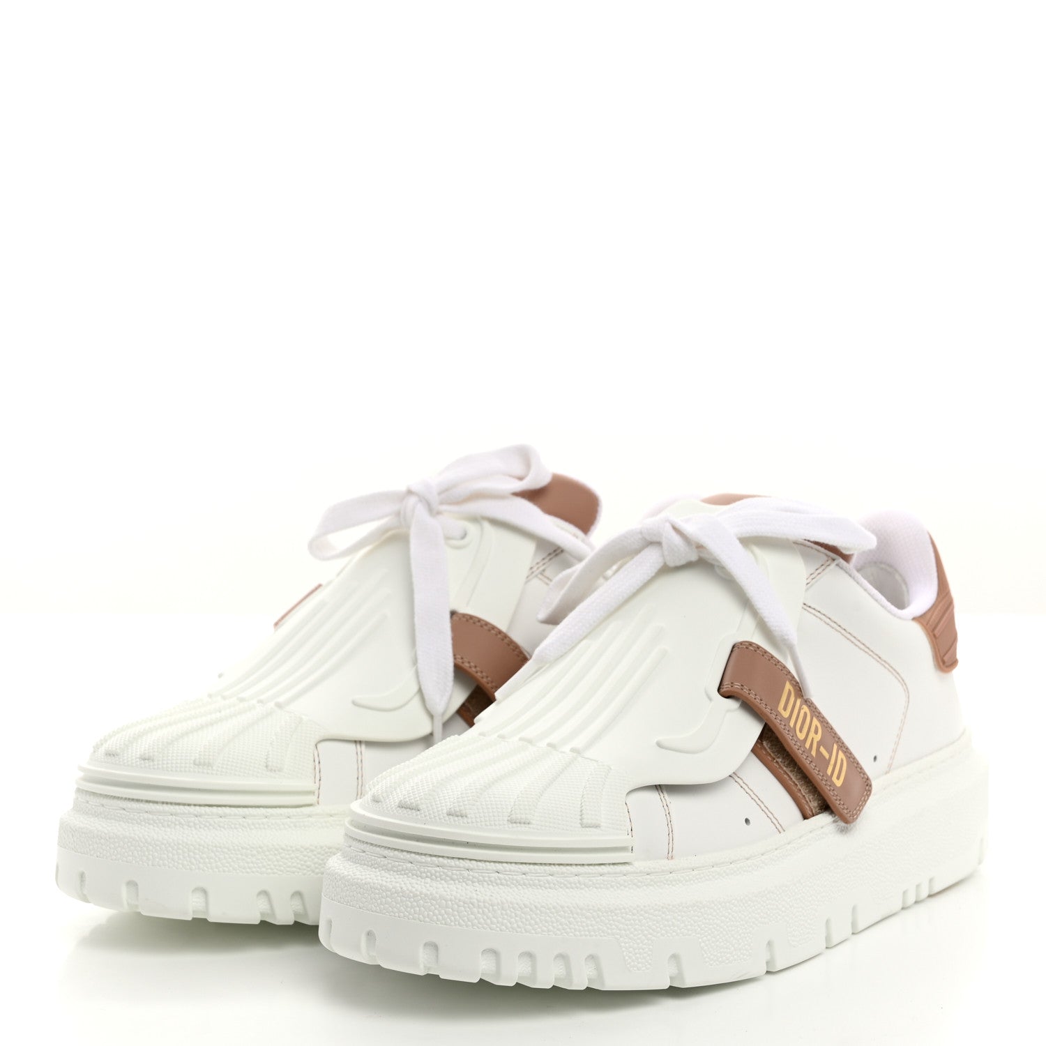 Christian Dior Calfskin Bi-Color Dior-ID Platform Sneakers 38.5 White Nude 3 of 9