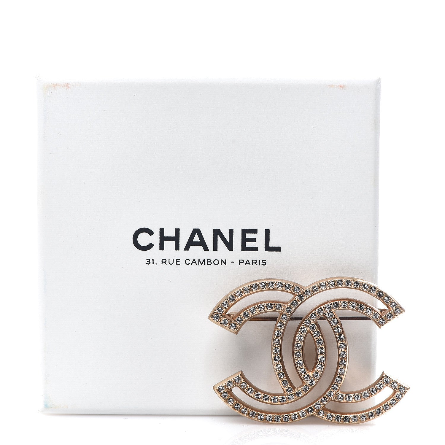 Chanel Crystal CC Brooch Light Gold 6 of 6